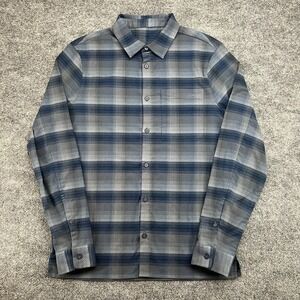 Lemon Men's Navy and Charcoal Plaid Button Down Shirt